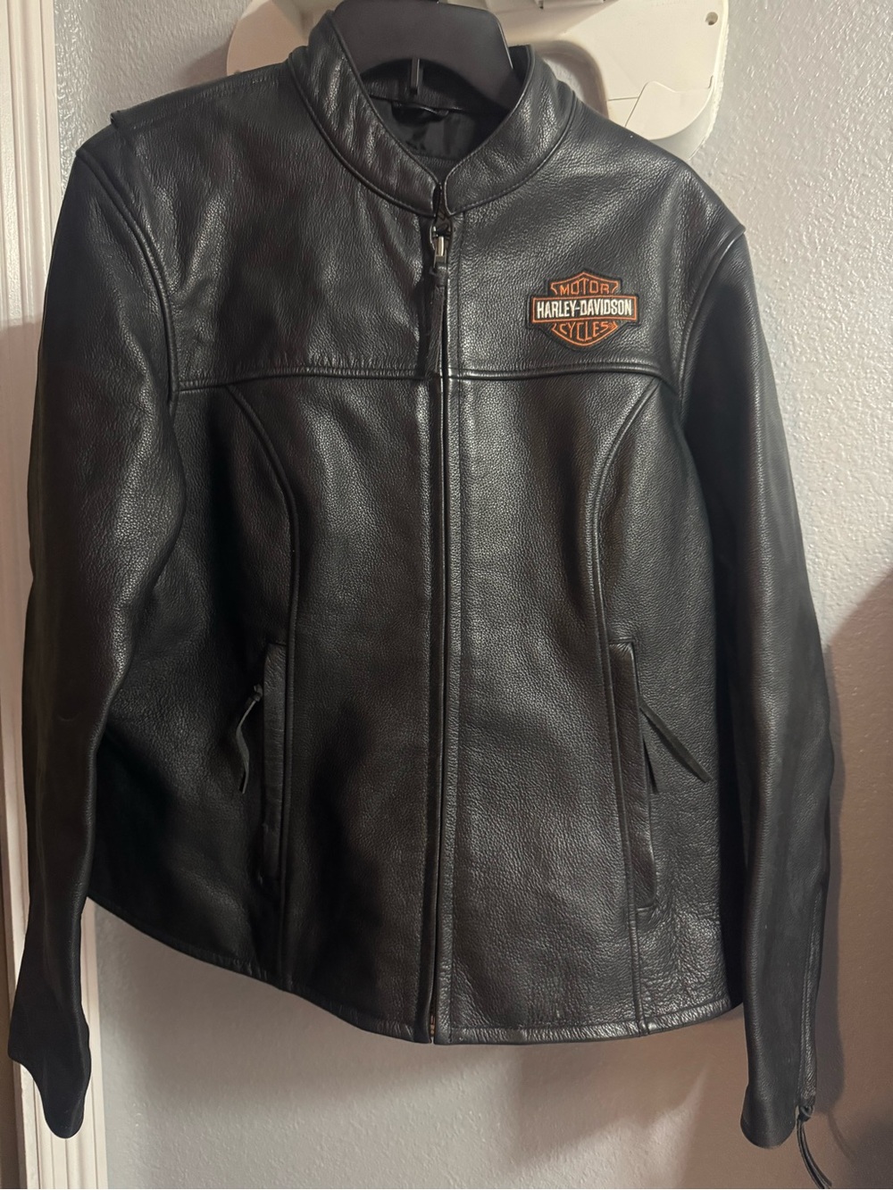 Harley-Davidson Black Leather Women's Moto Jacket with Logo Patch